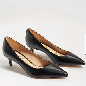 Sam Edelman “Dori” Black Leather Kitten Heel